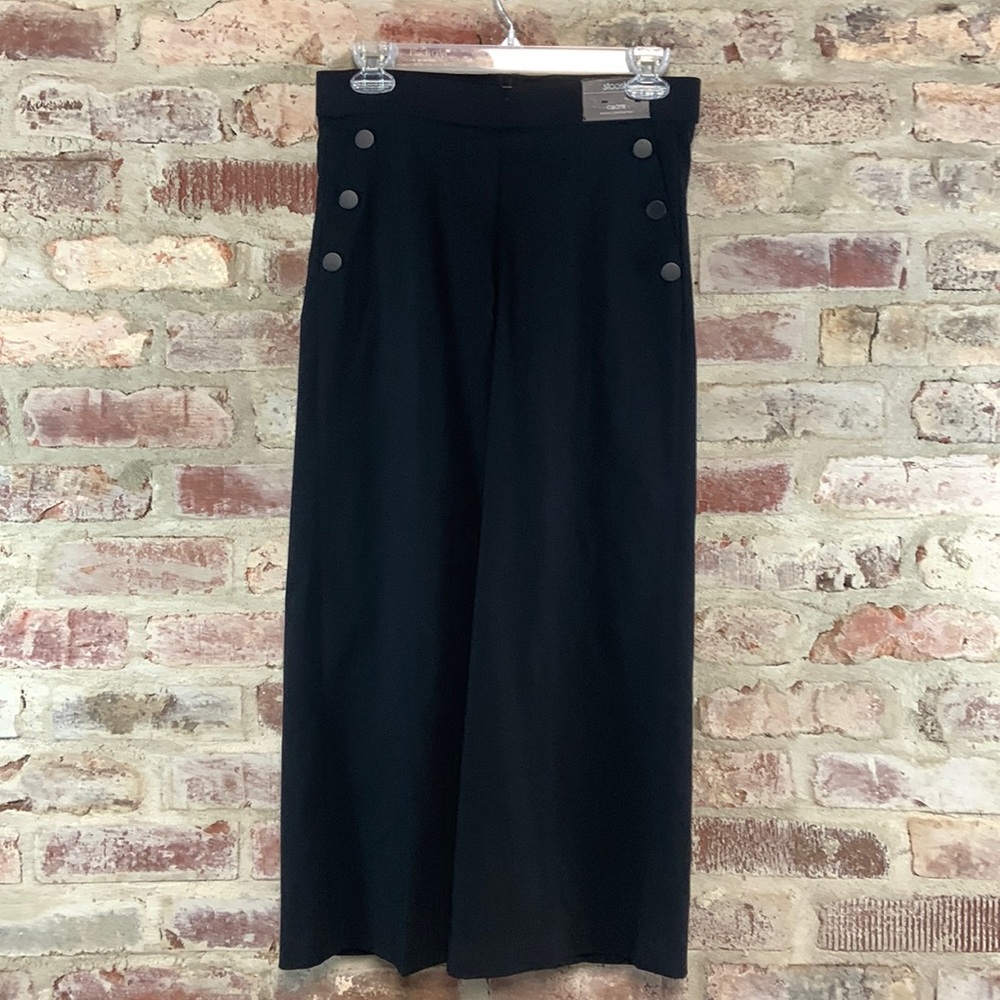 Stoosh Black Wide Leg Pants with Button Detail
